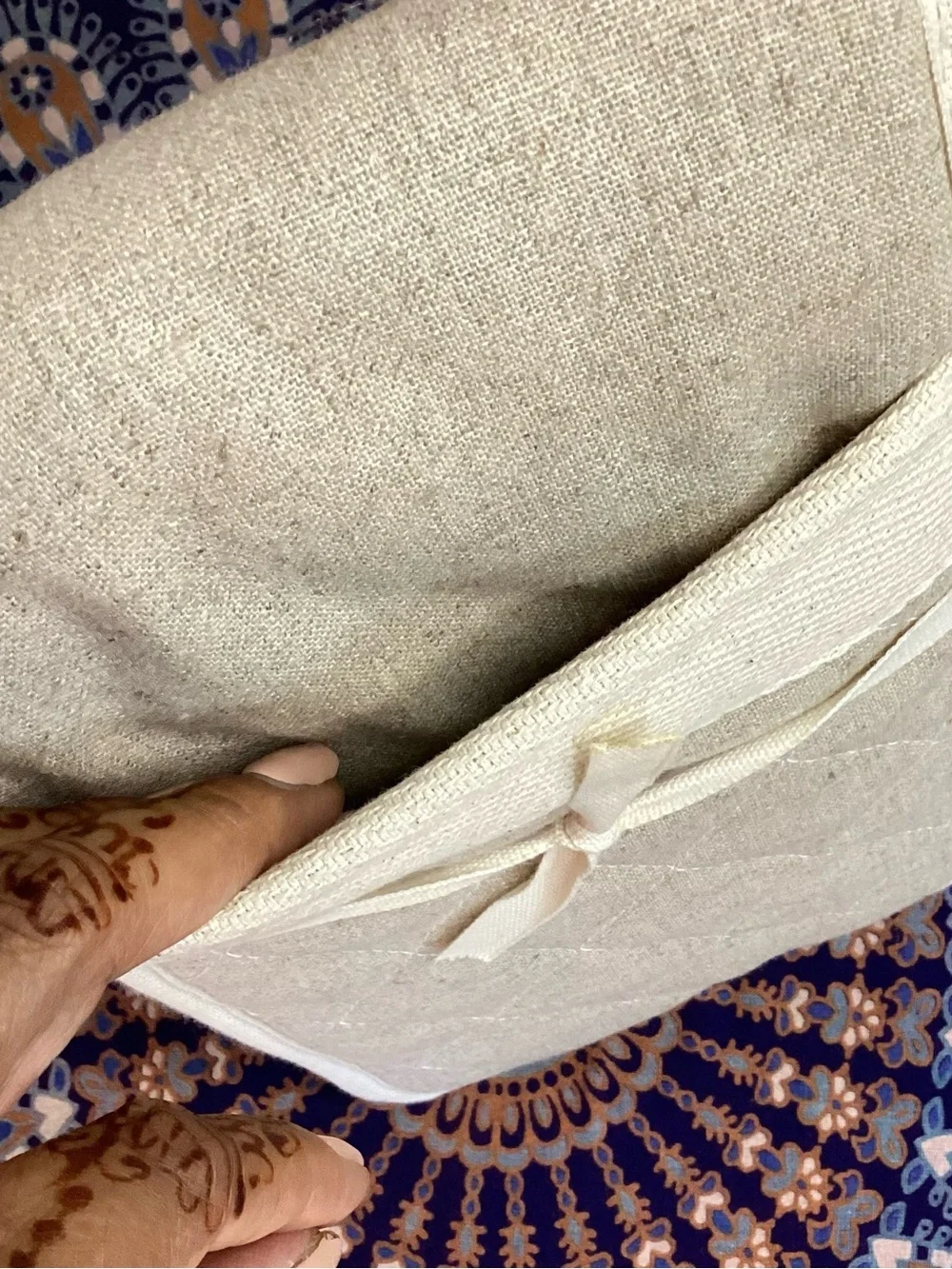 NWOT IKEA MARIATHERES Quilted Pouch in Beige approximately 35 x 36
